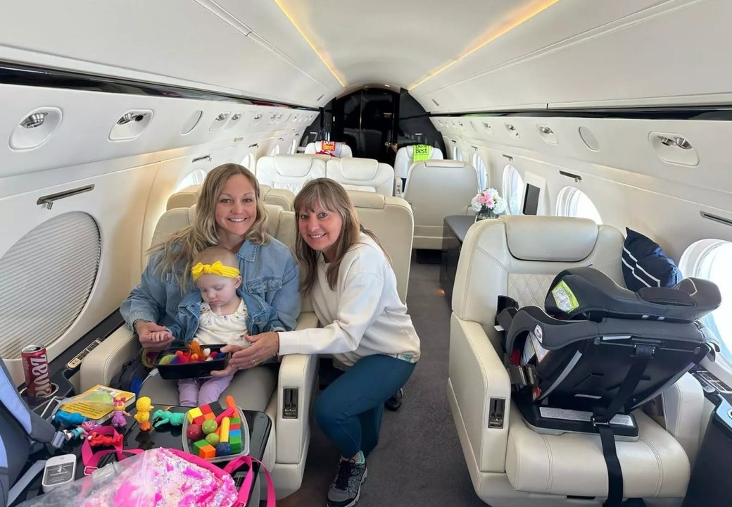 Jalyn Wolford, who flew home with the Foundation after her transplant